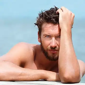 英俊,男人,光膀子,姿势,海洋,特写,头像,自信