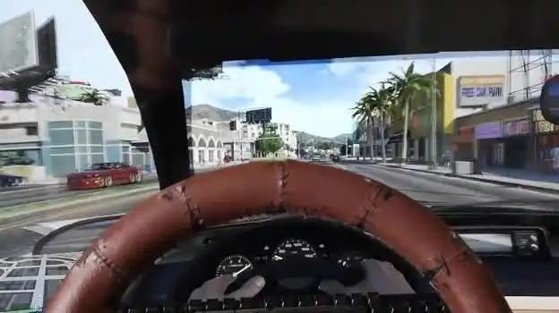 在《gta5》中尝试第一视角开车,行车不规范,亲人两行泪!