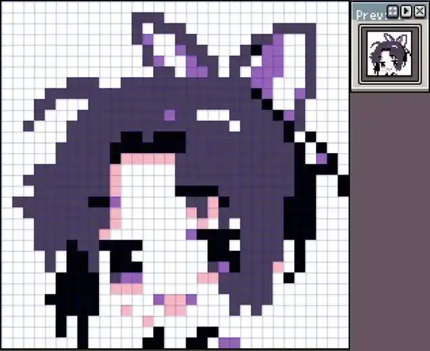 手绘像素画鬼灭之刃蝴蝶忍32x32拼豆图纸