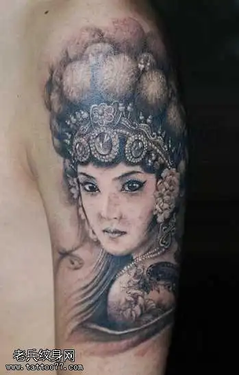 胳膊唯美花旦纹身图案