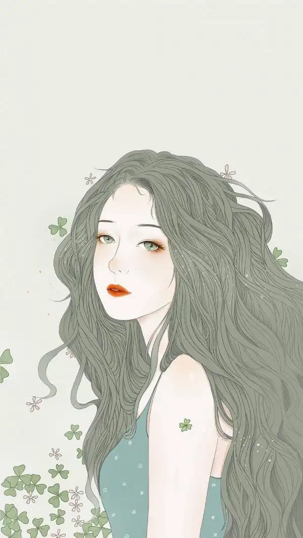 手绘气质女生插画图片高清