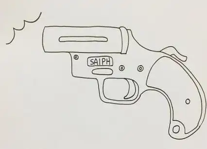 信号枪简笔画步骤图