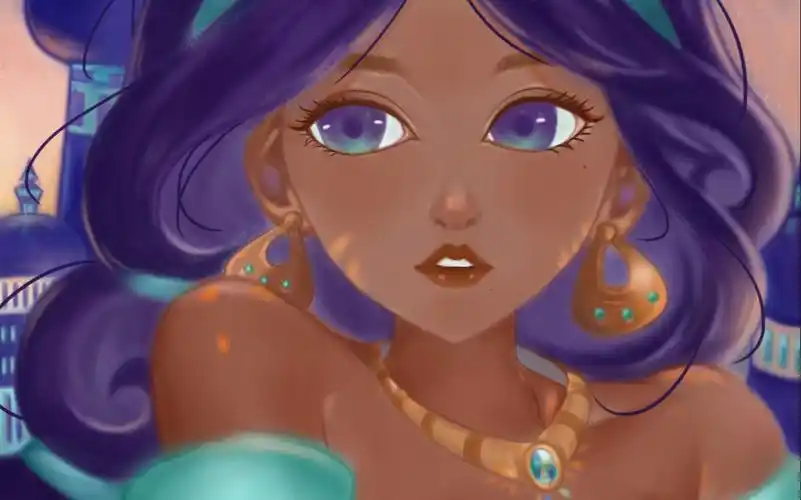 迪士尼茉莉公主板绘过程-2(画完啦!