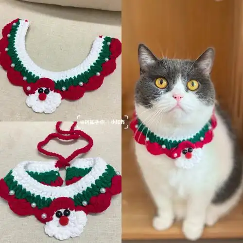 挑战百款猫咪手工项圈第14款圣诞老人围脖
