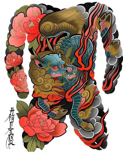 英国纹身艺术家dan arietti的日式老传统满背刺青手稿图