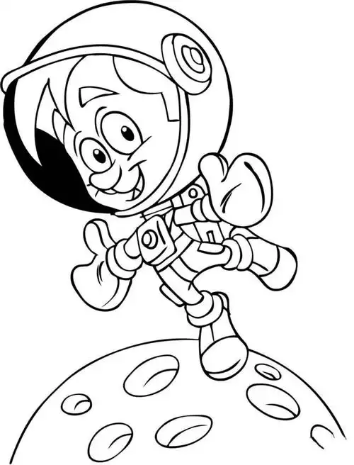 卡通宇航员登月简笔画