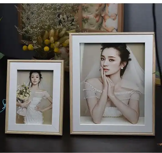 现代简约婚纱结婚照相框摆台5寸6寸7寸8寸双色木质照片墙创意礼品