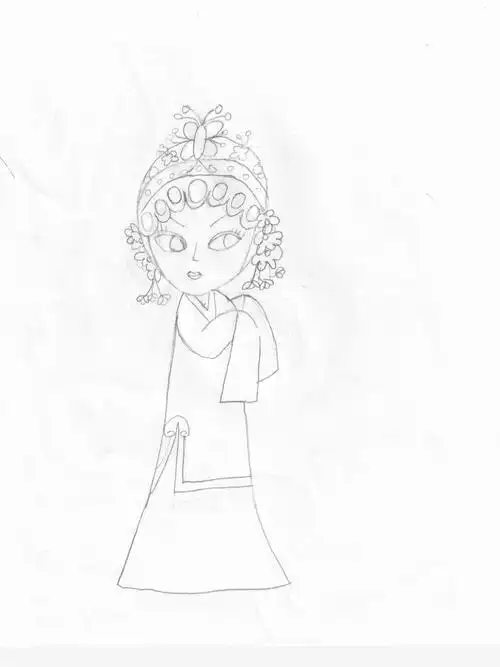 吧-画画戏曲人物简笔画涂色花旦粤剧人物简笔画邮票q版花旦黑白简笔画