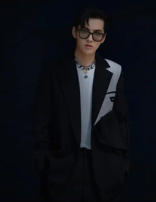 吴亦凡酷黑西装写真图片