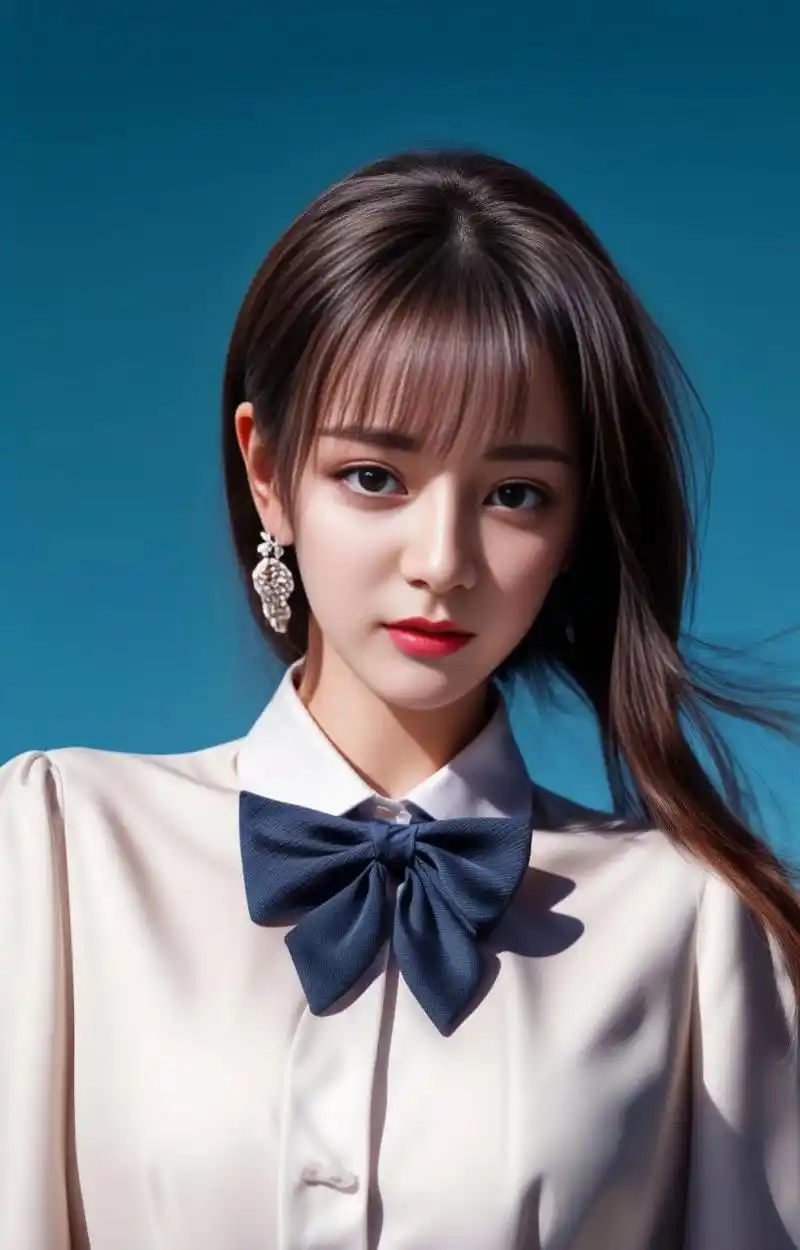 白色校服的少女 像迪丽热巴|||#midjourney[话题]# #ai绘画[话题]