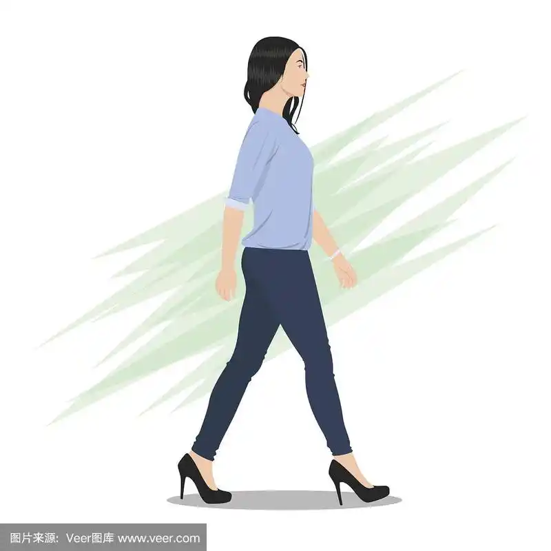 侧面视角,美女,大步行走,侧面像,城市生活