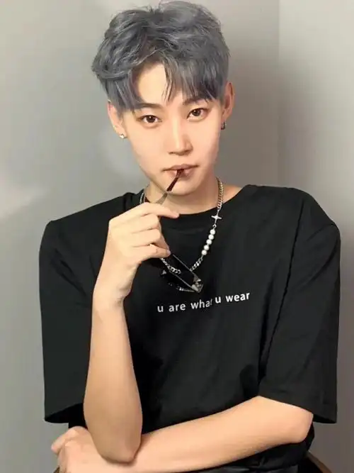 男士发型染色蓝灰色夏季显白发色