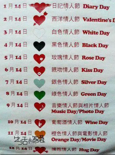 一年12个情人节