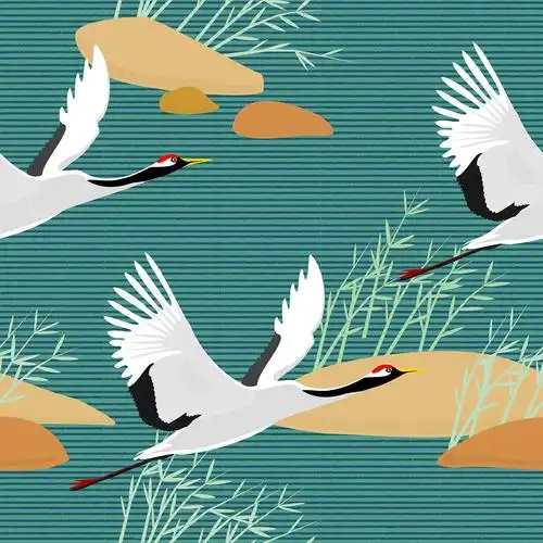 山水 仙鹤 中国风素材 手绘素材 动漫插画 牛年大吉 中国风 辞旧迎新