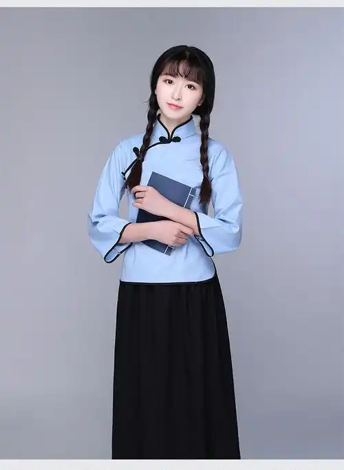 中山服装男青年民国校服社会黑中山装男学生五四大合唱服装演出民国风