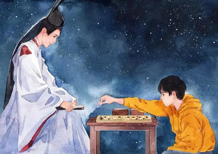 褚赢真好,和佐为一样好.#水彩  #手绘  #棋魂