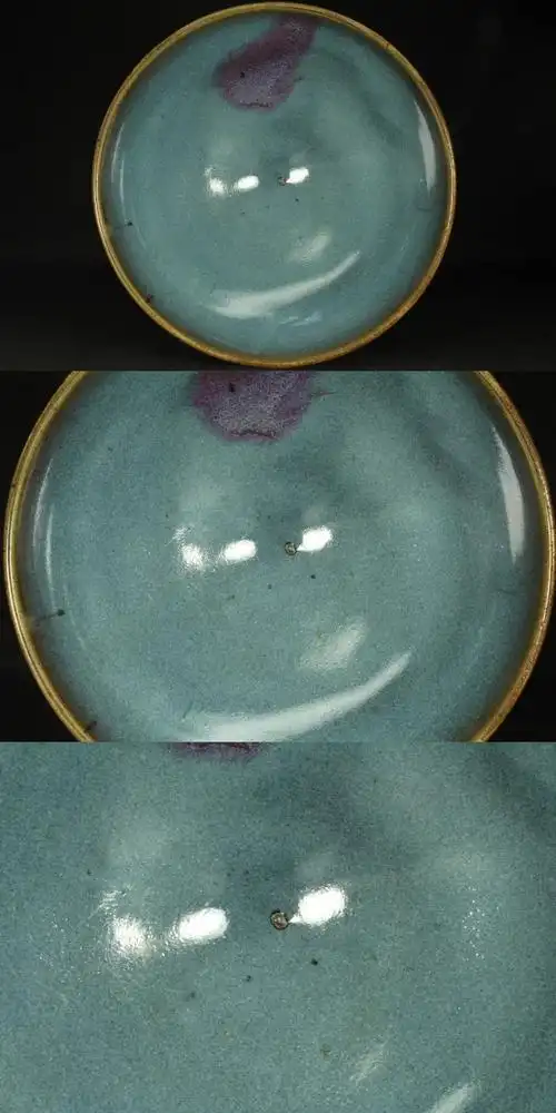 唐物美品 金～元时代钧窑紫斑纹 细润釉薬大碗 紫金土底足高台 分厚い