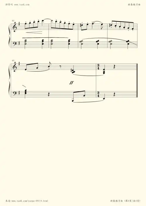 钢琴谱 - 断奏练习曲-5级