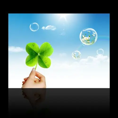 psd韩国风四叶草展板背景psd设计模板下载