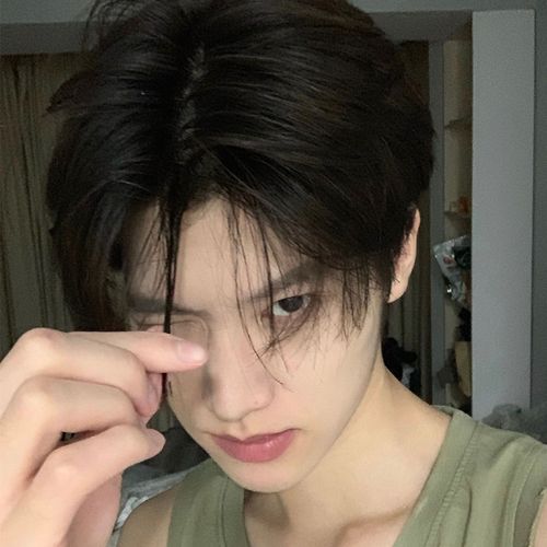 假发男中分刘海短发韩版帅气自然蓬松黑色学生修脸自拍减龄全头套 浅