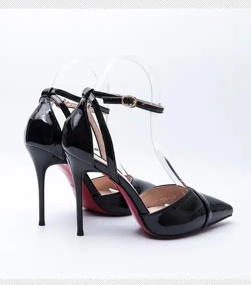 ideamini钎金鸟漆皮高跟鞋女细跟性感2020年新款春秋一字带女尖头中空