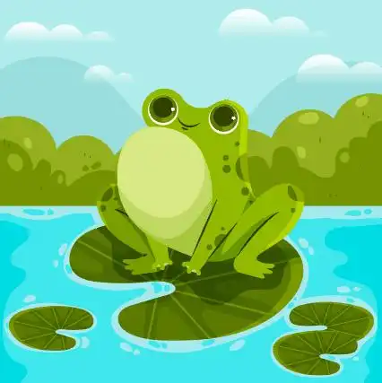 简约可爱绿色池塘青蛙矢量素材