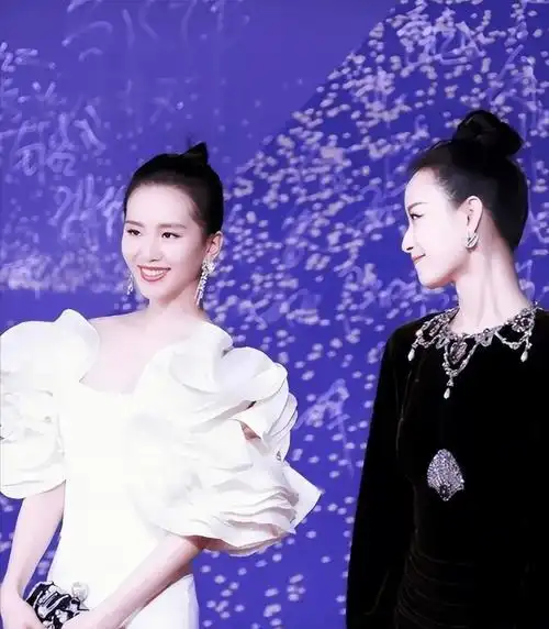 刘诗诗同框倪妮,一个穿着隆重却没存在感,一个随便穿却高贵明艳_礼服