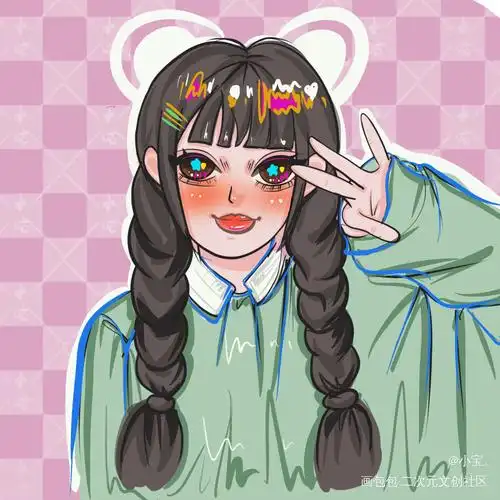 今天是个双马尾女孩_q版头像约稿画画约稿绘画作品