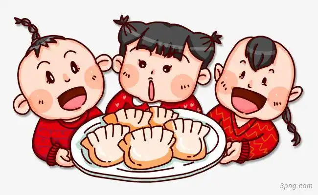 冬至吃饺子卡通装饰图案