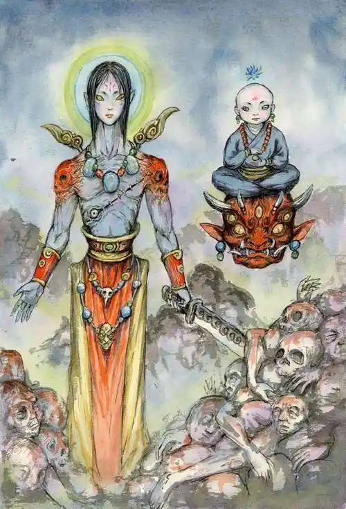 这是我画的冥界人物, 前面六个是十殿阎王,第一个是阎罗王,其他的我忘