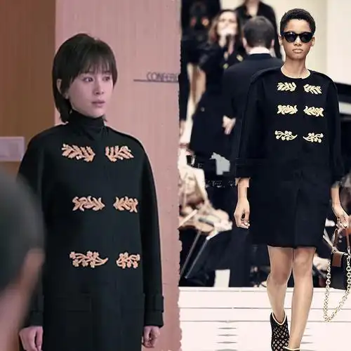 欢乐颂2曲筱绡安迪明星同款毛呢子大衣毛领女冬季外套中长款黑色