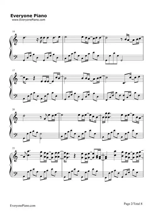 可惜没如果-林俊杰五线谱预览 (共8张)下载试用小城夏天-简单完整版