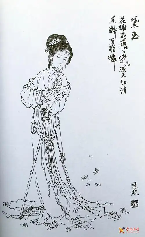 白描仕女图《林黛玉》(1)
