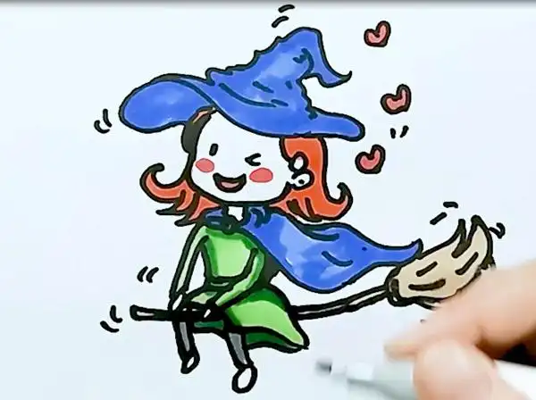 漂亮女巫简笔画万圣节女巫简笔画