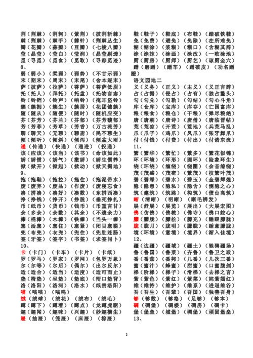 二年级语文下册生字词表组词.doc 6页