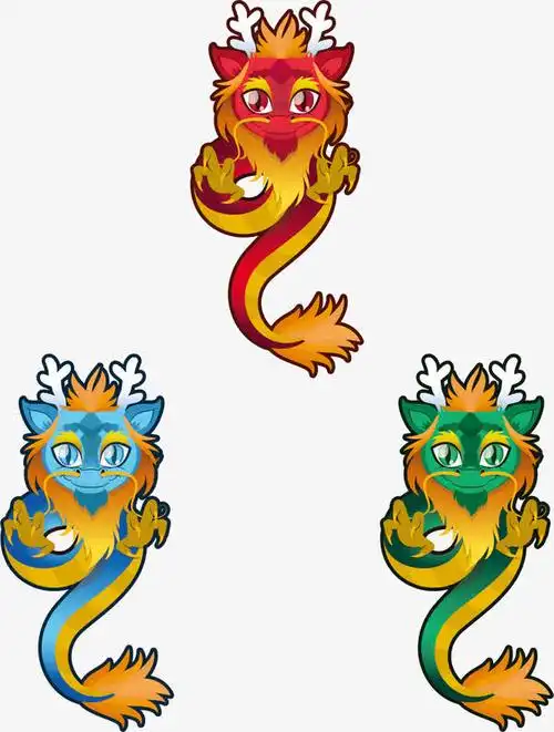 三条可爱龙免抠素材免费下载_觅元素51yuansu.com