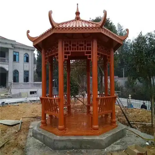 园林防腐木八角凉亭 厂家直销仿古凉亭 碳化木实木凉亭定制