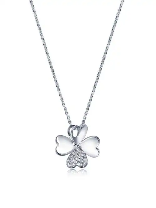周生生 pt900铂金四叶草钻石吊坠 54698p