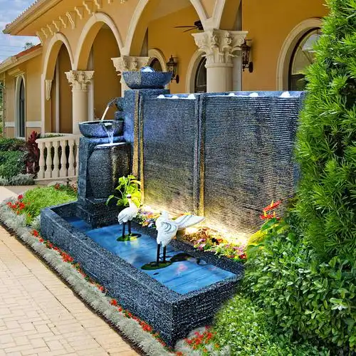 大型欧式流水罐定制石材水幕墙流水墙室外喷泉花园水景鱼池装饰品