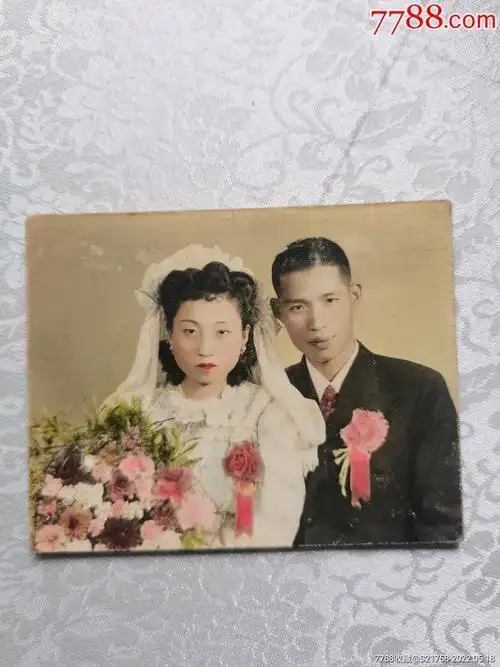 早期彩色民国老结婚老照片