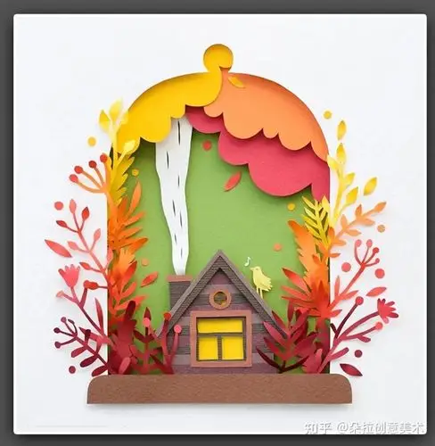 儿童画素材卡纸手工立体装饰画作品