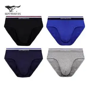 七匹狼男士内裤三角裤纯棉透气性感裤头男生莱卡棉弹力男式底裤潮