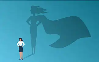 自信的坚强女性,解放和女权主义的象征,赋予潜力,领导职业抱负和成功