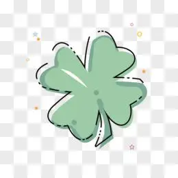 精致矢量手绘幸运四叶草mbe风格元素