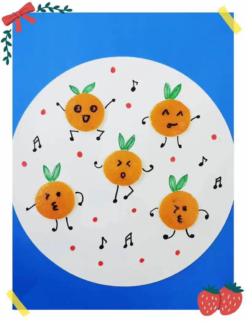 少儿创意手工橘子皮粘贴画变废为宝