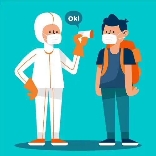 防疫人员测体温卡通插图0