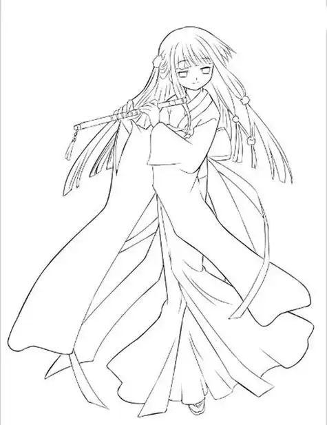 线稿 美少女 古风卡通美少女 线稿大全漫画上色线稿大全上色简笔画