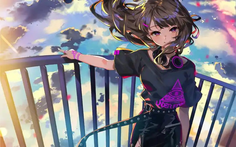 二次元甜美少女插画桌面壁纸,卡通动漫,性感美女,唯美,动漫,高清,清新