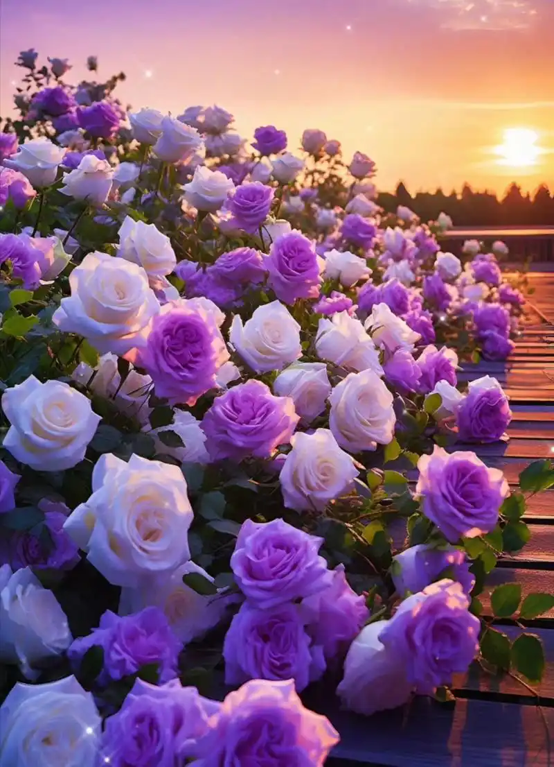 夕阳下的唯美花海 和你一起赏花是最浪漫的事.