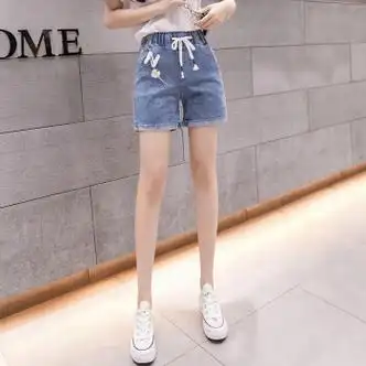 品抉初中生短裤夏季5分宽松有弹性女生初中高中学生牛仔半裤夏装韩版
